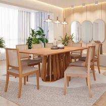 Conjunto para Sala de Jantar com 8 Cadeiras Pitanga Marrom Cinamomo/Bege Conjunto para Sala de Jantar com 8 Cadeiras Pitanga Marrom Cinamomo/Bege