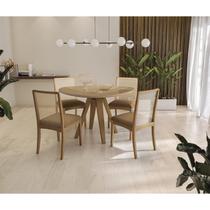 Conjunto para Sala de Jantar com Mesa Flora e 4 Cadeiras Marrom Claro