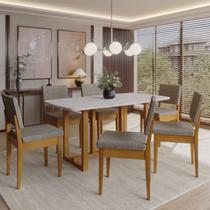 Conjunto para Sala de Jantar Filadélfia Tampo Oval 170cm com 6 Cadeiras Madeira Maciça Miami