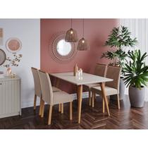 Conjunto para Sala de Jantar Mesa 130cm Adele 4 Cadeiras Fernanda