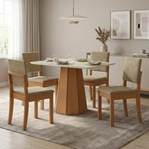 Conjunto para Sala de Jantar Mesa com 4 Cadeiras Jade Marrom/Canela/Off White/Bege Conjunto para Sala de Jantar Mesa com 4 Cadeiras Jade Marrom/Canela/Off White/Bege