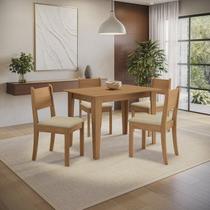 Conjunto para Sala de Jantar Mesa com 4 Cadeiras Melina Marrom/Canela/Bege Conjunto para Sala de Jantar Mesa com 4 Cadeiras Melina Marrom/Canela/Bege
