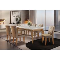 Conjunto para Sala de Jantar Mesa Dublin 180cm Tampo MDF Canto Reto com 6 Cadeiras Irlanda