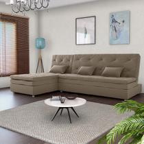 Conjunto para Sala Penelope Sofá-cama 3 Lugares com Chaise reclinável Veludo Marrom Claro - Matrix