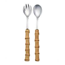 Conjunto Para Salada Duas Peças Aço Inox e Bambu Natural Conjunto Para Salada Duas Peças Aço Inox e Bambu Natural
