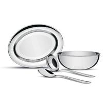 Conjunto Para Servir Bandeja Oval Tigela com Colher e Concha