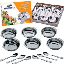 Conjunto para sobremesa inox com 12 peças 6 tigelas 6 colheres kit com taças e talheres - LN Shop