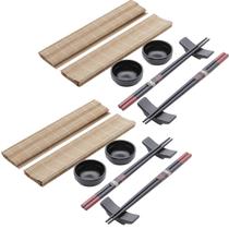 Conjunto para Sushi 4 Pessoas Lyor Esteira Molheira Suporte Hashi Yokohama Japonês