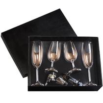 Conjunto Para Vinho com 4 Taças de Cristal e Acessórios 7pçs