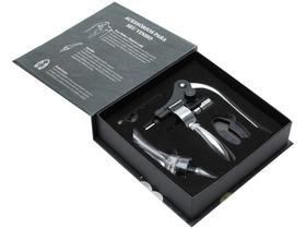 Conjunto para Vinho Inox com Saca-rolha Aerador - Espiral Corta Lacre Bon Gourmet 27596 4 Peças