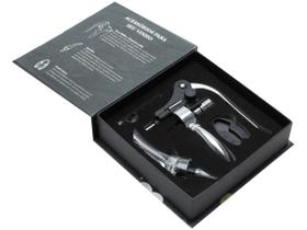 Conjunto para Vinho Inox com Saca-rolha Aerador, Espiral e Corta Lacre 4 Peças Wolff Conjunto para Vinho Inox com Saca-rolha Aerador, Espiral e Corta Lacre 4 Peças Wolff