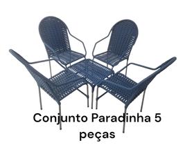 CONJUNTO PARADINHA FIBRA 5 PEÇAS jardim ária sala terraço - LAFELI CADEIRAS