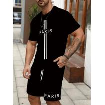 Conjunto Paris Masculino Camisa e Bermuda para Dias Quentes Lançamento Promoção Kit Academia Camiset Conjunto Paris Masculino Camisa e Bermuda para Dias Quentes Lançamento Promoção Kit Academia Camiset
