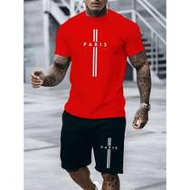 Conjunto Paris Masculino Camisa e Bermuda para Dias Quentes Lançamento Promoção Kit Academia Camiset Conjunto Paris Masculino Camisa e Bermuda para Dias Quentes Lançamento Promoção Kit Academia Camiset