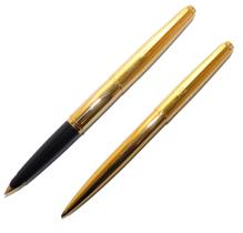 Conjunto Parker 45 Caneta Tinteiro 14K + Esf Dourado Br Nos