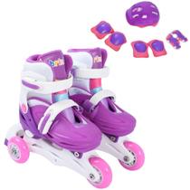 Conjunto Patins Infantil Triline com Kit de Proteção Completo Tam 28-31 Lilás Brink+ Conjunto Patins Infantil Triline com Kit de Proteção Completo Tam 28-31 Lilás Brink+