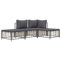 Conjunto Patio Lounge Casafoyer Anthracite Poly Rattan 4 peças