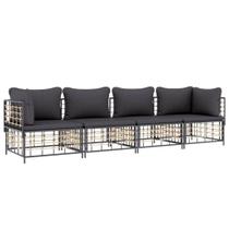 Conjunto Patio Lounge Casafoyer Anthracite Poly Rattan 4 peças