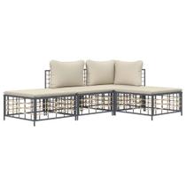 Conjunto Patio Lounge VidaXL, 4 peças, antracite, poliéster e rattan