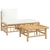Conjunto Patio Lounge VidaXL Bamboo Outdoor de 3 peças com almofadas Conjunto Patio Lounge VidaXL Bamboo Outdoor de 3 peças com almofadas