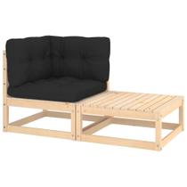 Conjunto Patio Lounge vidaXL de 2 peças com almofadas de madeira maciça de pinho Conjunto Patio Lounge vidaXL de 2 peças com almofadas de madeira maciça de pinho