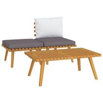 Conjunto Patio Lounge VidaXL em madeira de acácia rústica de 3 peças com almofadas Conjunto Patio Lounge VidaXL em madeira de acácia rústica de 3 peças com almofadas