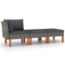 Conjunto Patio Lounge VidaXL Joyful Grey Poly Rattan de 3 peças