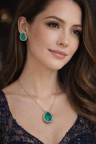 Conjunto pedra fusion Verde formato de gota - cravejado Conjunto pedra fusion Verde formato de gota - cravejado