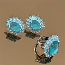Conjunto Pedraria Flor Turmalina Conjunto Pedraria Flor Turmalina