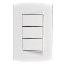 Conjunto Peesa Alfa 1507A 3 interruptores Simples Branco Conjunto Peesa Alfa 1507A 3 interruptores Simples Branco