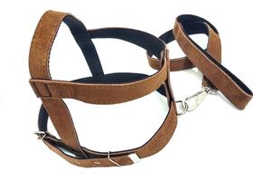 Conjunto Peitoral e Guia de Camurça 25mm Marrom Tamanho 7 Conjunto Peitoral e Guia de Camurça 25mm Marrom Tamanho 7