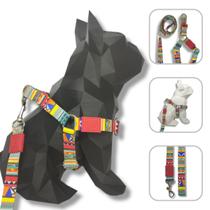 Conjunto peitoral e guia para cachorro - Modelo Afrika