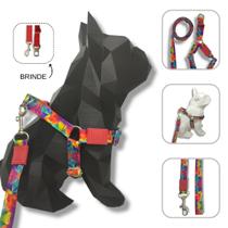 Conjunto peitoral, guia e cinto para cachorro - Modelo Aquarela - Petzoo