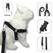 Conjunto peitoral, guia e cinto para cachorro - Modelo Black