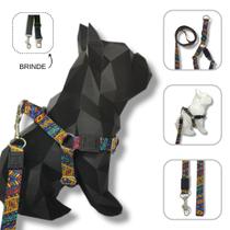 Conjunto peitoral, guia e cinto para cachorro - Modelo Mandala