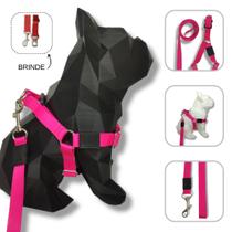 Conjunto peitoral, guia e cinto para cachorro - Modelo Pink