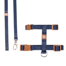 Conjunto Peitoral H Toh Marinho e Caqui para Gato