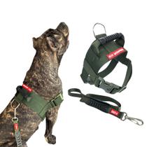 Conjunto Peitoral para Cachorro + Guia - Tático Tamanho GG