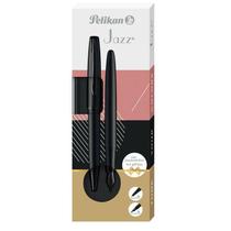 Conjunto Pelikan Tinteiro + Esfero Jz Carbon Preto Fosco