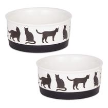 Conjunto pequeno de tigelas cerâmicas para gatos Bone Dry preto/branco 200 ml, 2 unidades