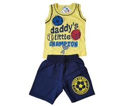 Conjunto Pequenos Campeões Infantil Verão Camisa e Short Camiseta Regata com Bermuda kit 2 peças Baby Boy Bebe