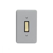 Conjunto Perlex 4X2 Cinza Com Placa(1Simples ) 1381