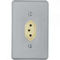 Conjunto Perlex 4X2 Cinza Com Placa(1Tomada 10A) 1311