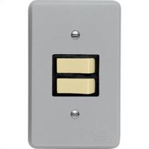 Conjunto Perlex 4X2 Cinza Com Placa(2Simples) 1382