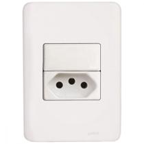 Conjunto Perlex Aros 4X2 Branco Com Placa(1Paralelo+Tomada) 7381P/11