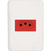 Conjunto Perlex Aros 4X2 Branco Com Placa(1Tomada 10A Vermelha) 7311 7311Vm