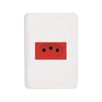 Conjunto Perlex Aros 4X2 Branco Com Placa(1Tomada 10A Vermelha) 7311 7311Vm