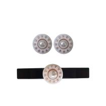 Conjunto pérola com esmaltação branca Conjunto pérola com esmaltação branca