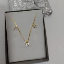Conjunto Perola Feminino Banhado Ouro 18k - Cerâmica