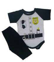 Conjunto Personagem Bebê body e calça Polícia Baby